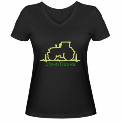 Женская футболка с V-образным вырезом John deere tractor - PrintSalon