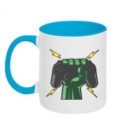 Чашка двухцветная 320ml Joystick in hand - PrintSalon