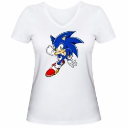 Жіноча футболка з V-подібним вирізом Ёж Соник - PrintSalon