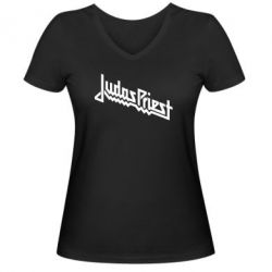 Женская футболка с V-образным вырезом Judas Priest Logo - PrintSalon