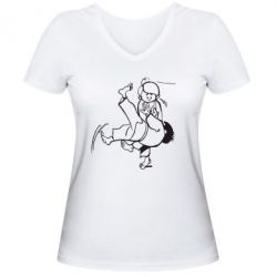 Женская футболка с V-образным вырезом Judo Fighters - PrintSalon