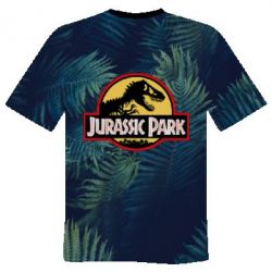 Мужская футболка 3D Jurassic Park on the background of a fern - PrintSalon