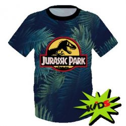 Детская 3D футболка Jurassic Park on the background of a fern - PrintSalon