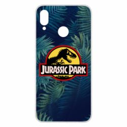 Чехол для Huawei P Smart Plus 2018 Jurassic Park on the background of a fern - PrintSalon