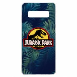 Чехол для Samsung S10+ Jurassic Park on the background of a fern - PrintSalon