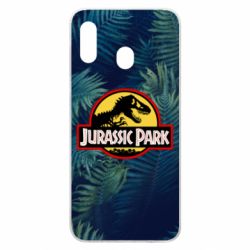 Чехол для Samsung A20 Jurassic Park on the background of a fern - PrintSalon