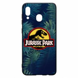 Чехол для Samsung A30 Jurassic Park on the background of a fern - PrintSalon