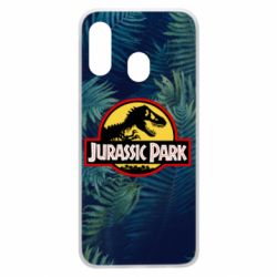 Чехол для Samsung A40 Jurassic Park on the background of a fern - PrintSalon