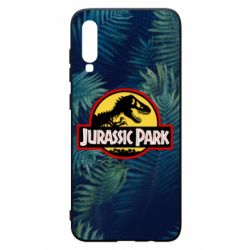 Чехол для Samsung A70 Jurassic Park on the background of a fern - PrintSalon