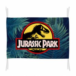 Флаг Jurassic Park on the background of a fern - PrintSalon