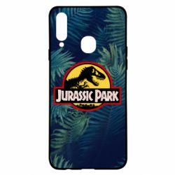 Чехол для Samsung A20s Jurassic Park on the background of a fern - PrintSalon