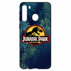 Чехол для Samsung A21 Jurassic Park on the background of a fern - PrintSalon