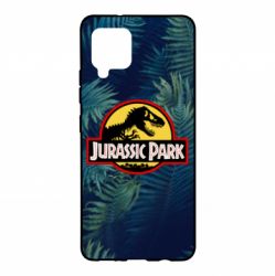 Чехол для Samsung A42 5G Jurassic Park on the background of a fern - PrintSalon