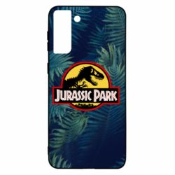Чехол для Samsung S21+ Jurassic Park on the background of a fern - PrintSalon