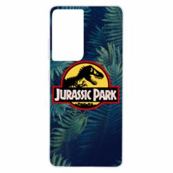 Чехол для Samsung S21 Ultra Jurassic Park on the background of a fern - PrintSalon
