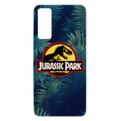 Чехол для Huawei P Smart 2021 Jurassic Park on the background of a fern - PrintSalon
