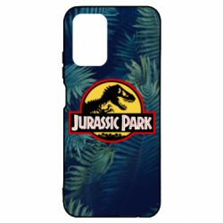 Чехол для Xiaomi Redmi Note 10 Jurassic Park on the background of a fern - PrintSalon