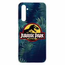 Чехол для Realme 6 Pro Jurassic Park on the background of a fern - PrintSalon