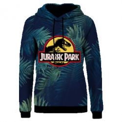 Жіноче 3D худі Jurassic Park on the background of a fern-PrintSalon Жіноче 3D худі Jurassic Park on the background of a fern