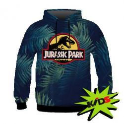 Дитяче 3D худі Jurassic Park on the background of a fern