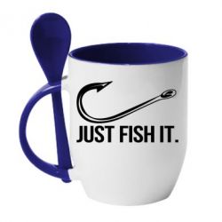 Чашка с ложкой Just Fish It - PrintSalon