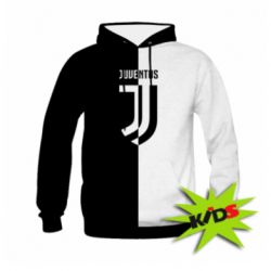 Детское 3D худи Juventus black and white logo - PrintSalon