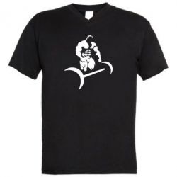 Мужская футболка  с V-образным вырезом Качек и штанга - PrintSalon
