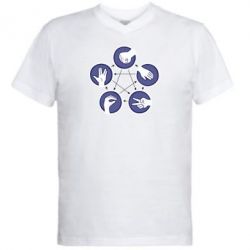 Чоловіча футболка з V-подібним вирізом Камінь, ножиці, папір, ящірка, спок - PrintSalon