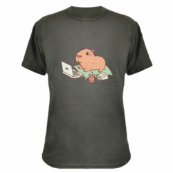 Камуфляжная футболка Capybara With Laptop - PrintSalon