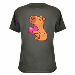 Камуфляжная футболка Капибара сердечко - PrintSalon