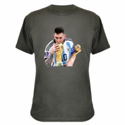 Камуфляжная футболка Месси целует кубок - PrintSalon