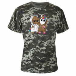 Камуфляжная футболка Baby Groot And Unicorn - PrintSalon
