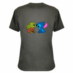 Камуфляжная футболка Baby Yoda And Stitch - PrintSalon