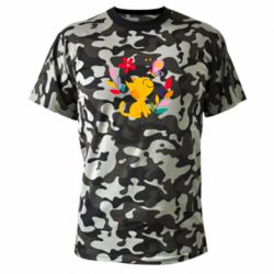 Камуфляжная футболка Cat, Flowers and Butterfly - PrintSalon