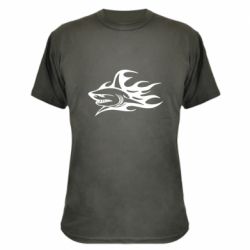 Камуфляжная футболка Flaming shark - PrintSalon