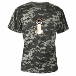 Камуфляжная футболка Grumpy Cat On The Rope - PrintSalon