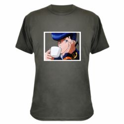 Камуфляжная футболка Higashikata Josuke drinking tea - PrintSalon
