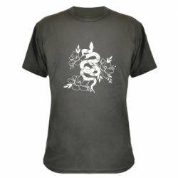 Камуфляжная футболка Snake with flowers - PrintSalon