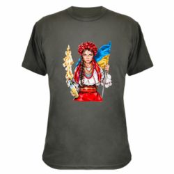 Камуфляжная футболка Украинская девушка в венку - PrintSalon