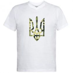 Чоловіча футболка з V-подібним вирізом Камуфляжний герб України