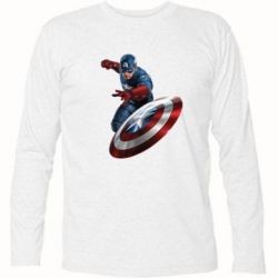 Футболка с длинным рукавом Капитан Америка - PrintSalon