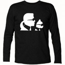 Футболка с длинным рукавом Karl and the cat with glasses - PrintSalon