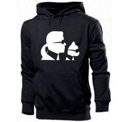 Мужское худи Karl and the cat with glasses - PrintSalon