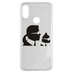 Чехол для Xiaomi Redmi Note 7 Karl and the cat with glasses - PrintSalon