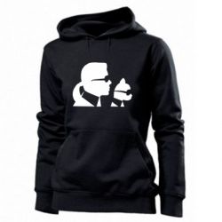 Женское худи Karl and the cat with glasses - PrintSalon