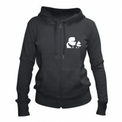 Женское худи на молнии Karl and the cat with glasses