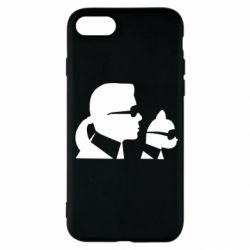 Чехол для iPhone SE 2020 Karl and the cat with glasses - PrintSalon