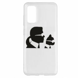 Чехол для Samsung S20 Karl and the cat with glasses-PrintSalon Чехол для Samsung S20 Karl and the cat with glasses