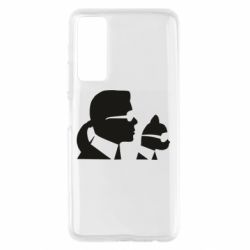 Чехол для Huawei P Smart 2021 Karl and the cat with glasses - PrintSalon