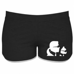 Женские шорты Karl and the cat with glasses - PrintSalon